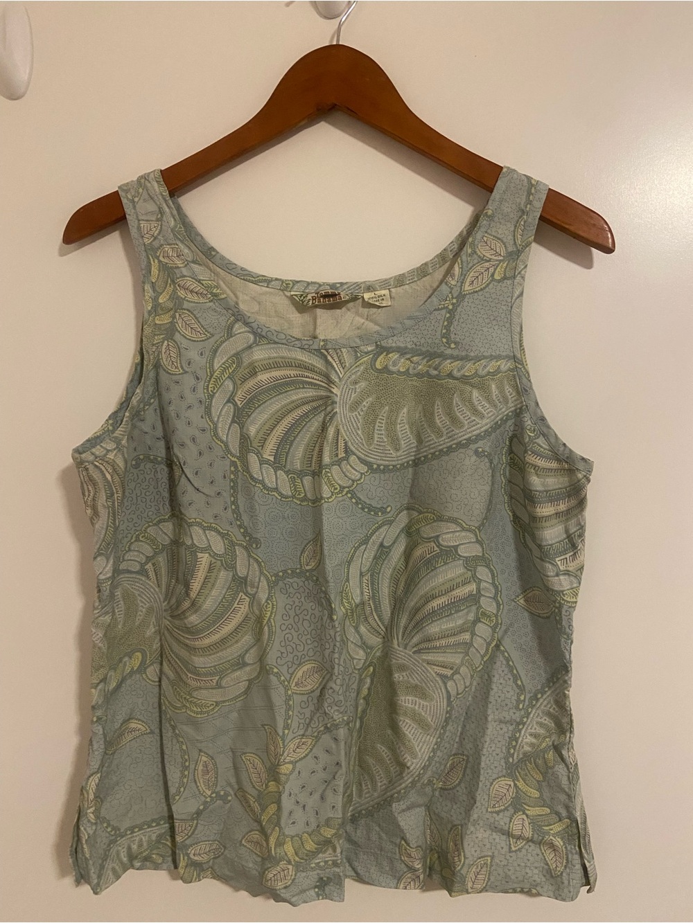 Tommy Bahama Pale Blue Paisley Tank Top with Cream and Pale Green Accents